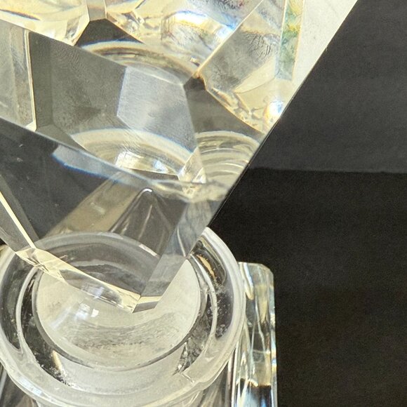 Vitg Clear Mid Century Geometric Crystal Decanter Bottle 9" Diamond-Shaped Stopp - Picture 3 of 6
